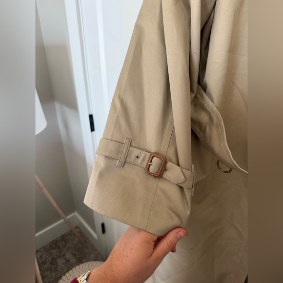 Vintage Burberry Burberrys Trench Coat Tan Plaid Lined Belted 46 Long Classic - Picture 14 of 16